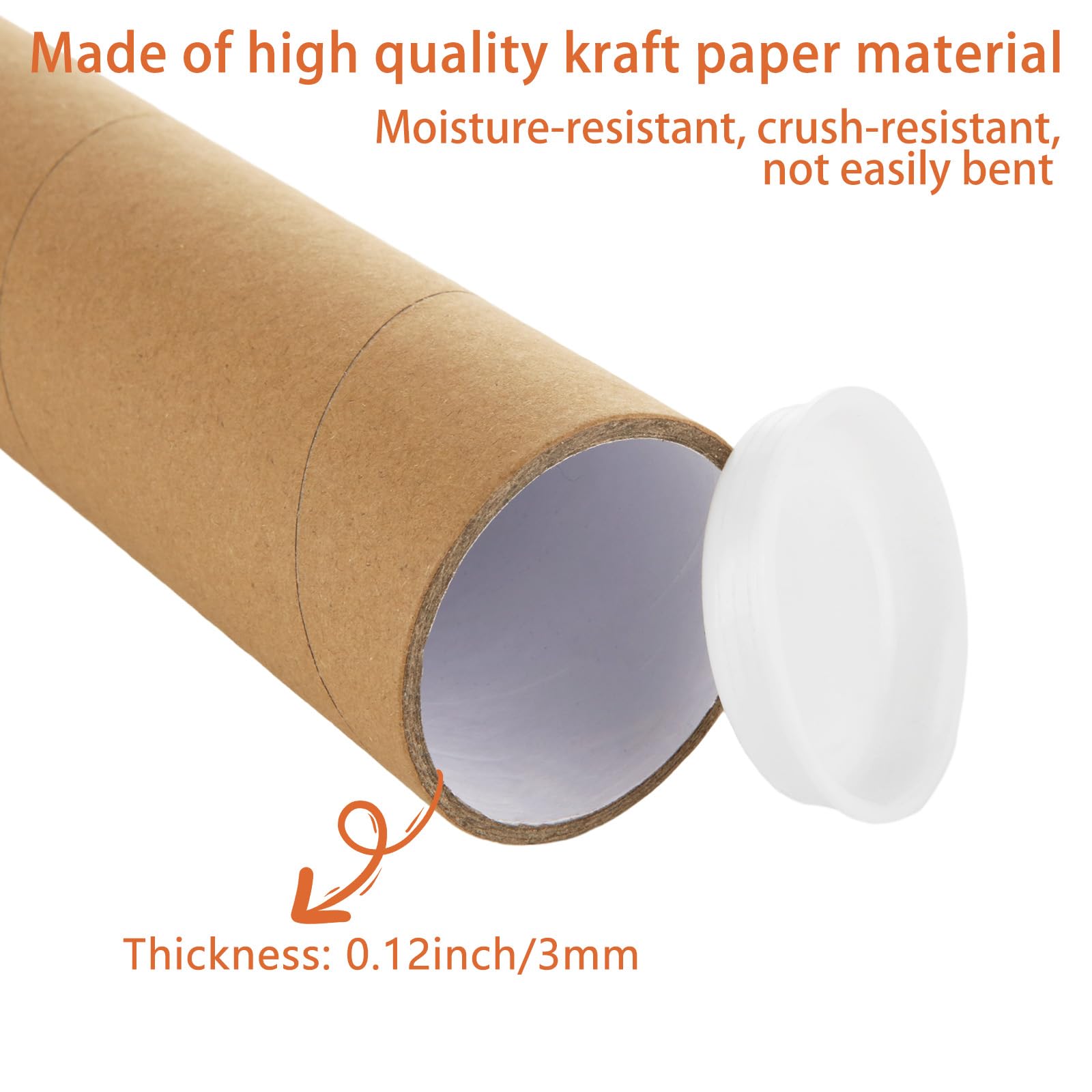 15 tubos de póster de 2 x 15 pulgadas, tubos de correo con tapas, tubos de envío de cartón, sobres de tubo de papel kraft para envío, embalaje, impresiones artísticas, mapas, planos
