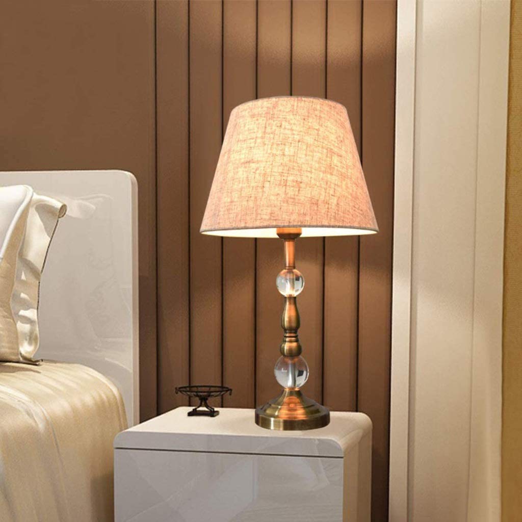 Lampada da Tavolo Moderna per Soggiorno e Camera da Letto, con Sfera di Cristallo e Paralume a Tamburo Bianco.