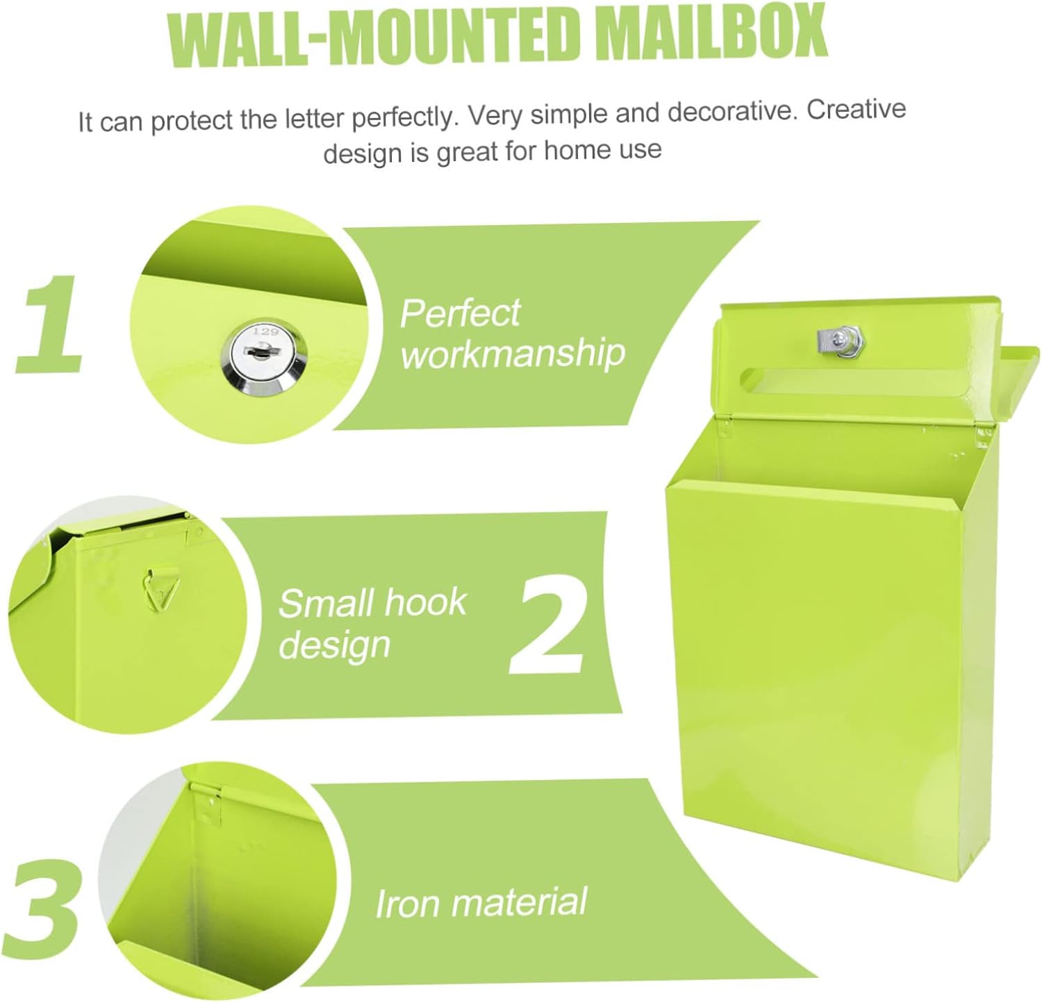Lockable Wall-Mounted Mailbox Suggestion Box for Outside Package Multi-Function Letter Accessory