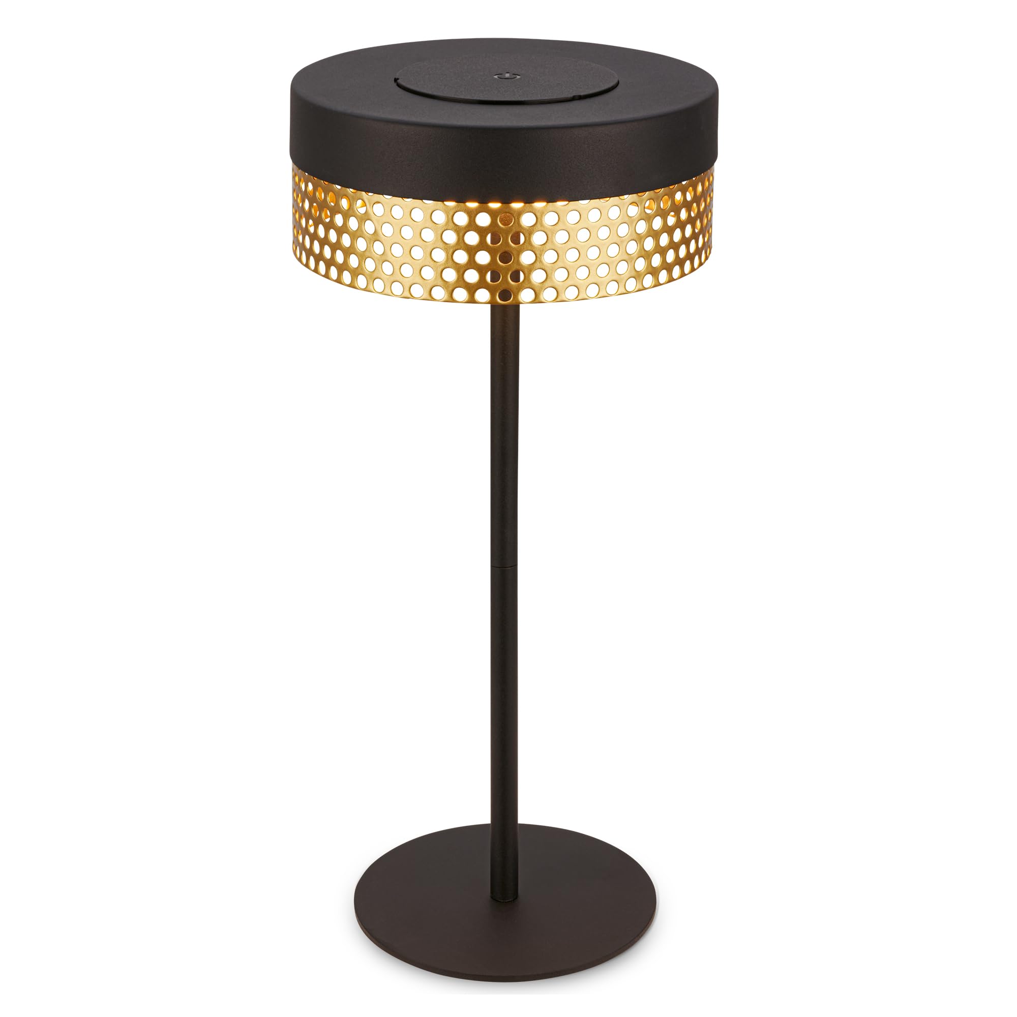 BRILONER - LED tafellamp snoerloos IP44 met lichtrand, touchdimmer, oplaadbare batterij vervangbaar, bedlamp, leeslamp, LED lamp, oplaadbare lamp, buitenlamp, 19,5x30,5 cm, zwart