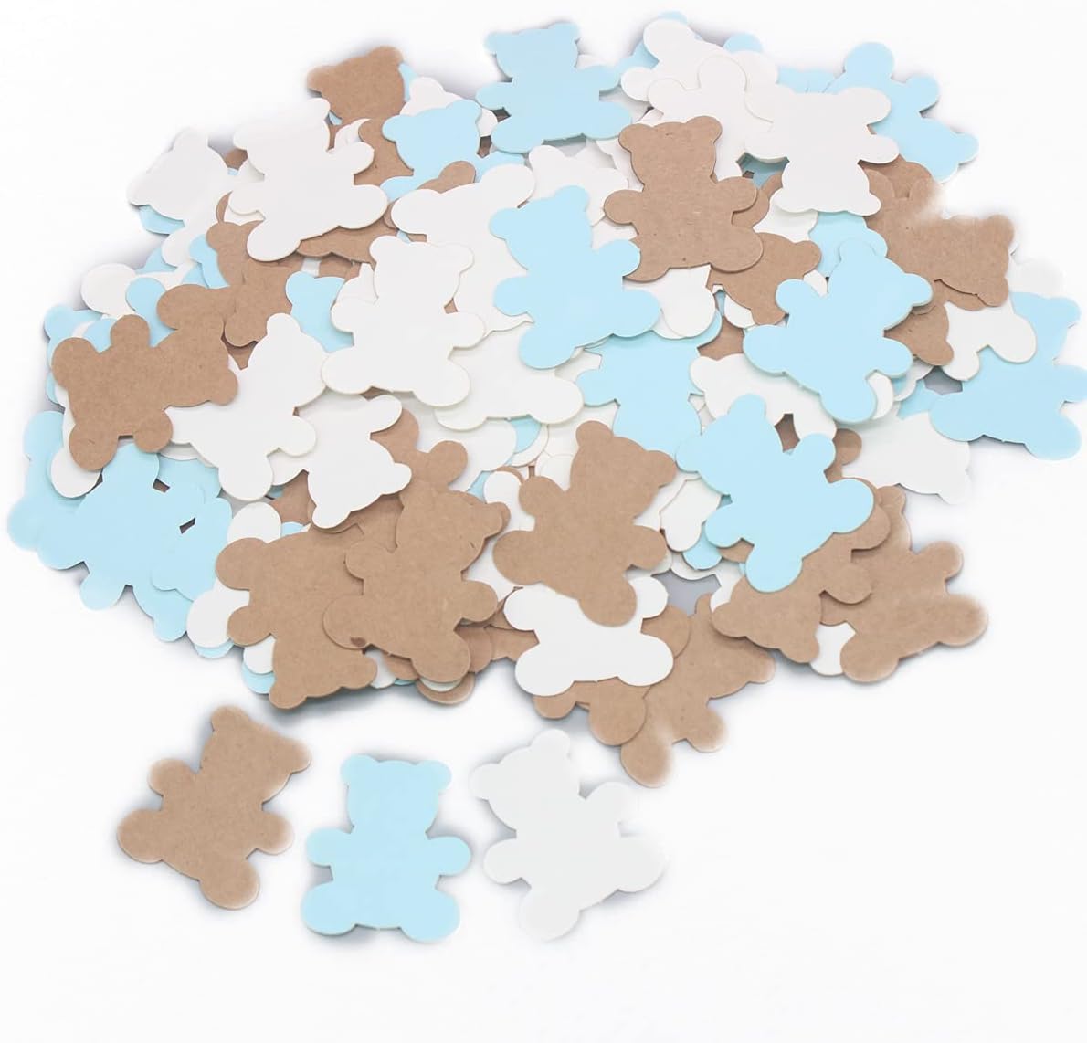 300PCS Blue Kraft Brown Teddy Bear Paper Confetti Sprinkles