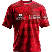 Men's Football Jersey USA World Cup 2026 Printed Short Sleeve Round Neck Tee Shirt Fabric Lightweight Breathable Regular Fit Vintage Classic for Supporter