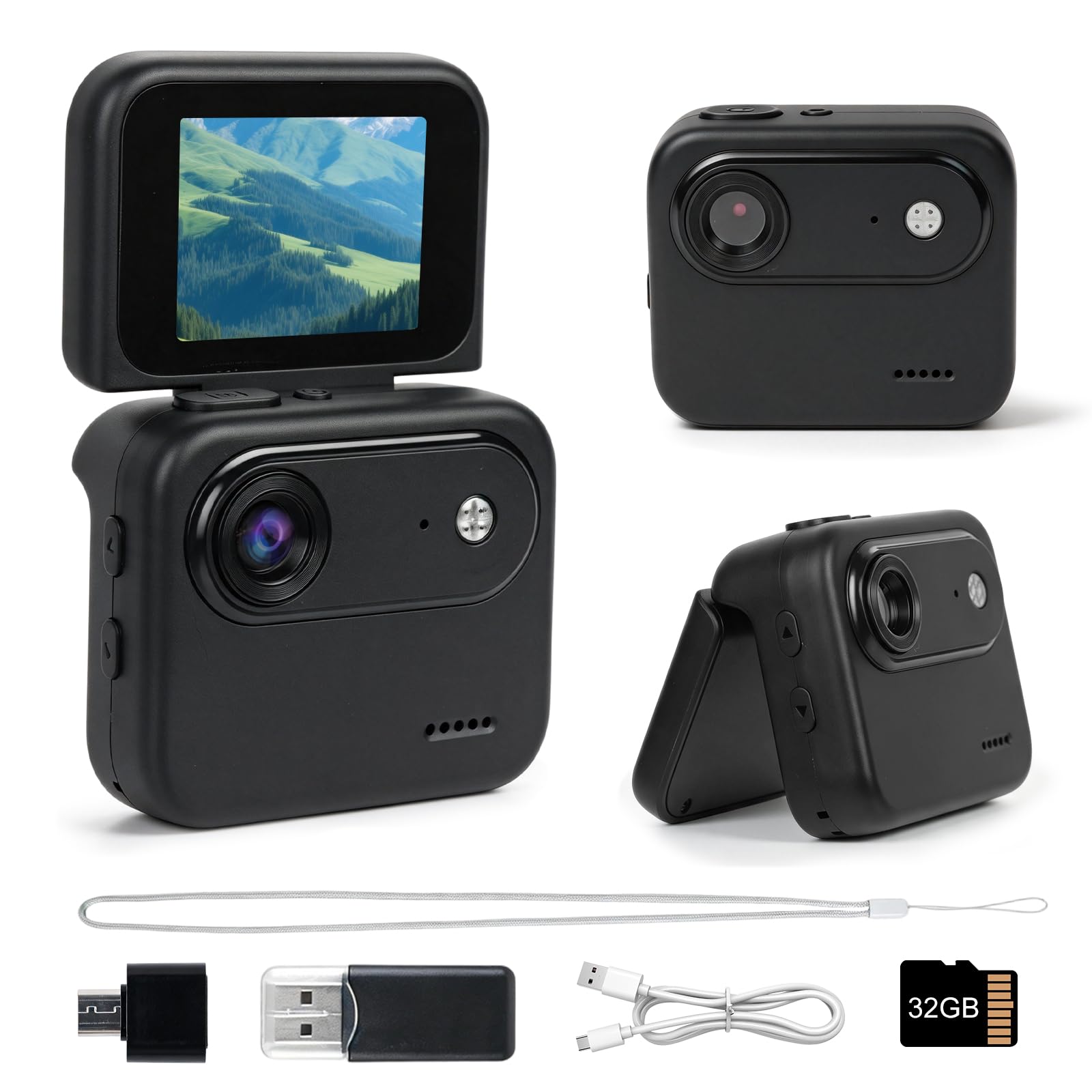 Schermo di vibrazione della macchina fotografica di azione, carta di TF di 32GB, video registratore portatile della foto
