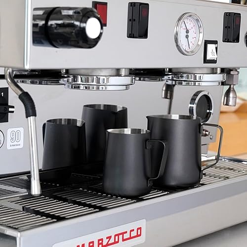 Miniatura 4 de watchget Jarra de espuma de leche de 11.8 fl oz20.3 fl oz30.4 fl oz50.7 fl oz (12 oz20 oz32 oz52 onzas) - Jarra de vapor de café para capuchino,