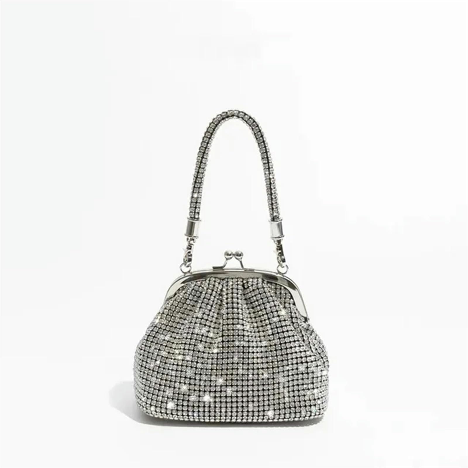 Clutch-Tasche Griff Strasssteine ​​abendkupplungen Brieftaschen Und Tragbeutel Clutches -schaufelbeutel Umhängetaschen-Silber