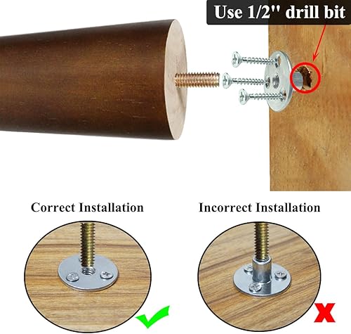 Miniatura 6 de AORYVIC Patas de madera para muebles, patas de sofá de color nogal, patas de repuesto para gabinete, tocador, sofá, silla, aparador, paquete de 4 (6