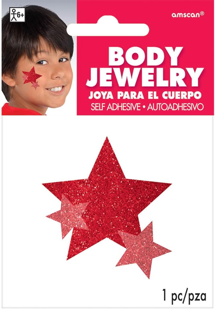 Amscan Stars Assorted Glitter SelfAdhesive Body Jewelry, 5