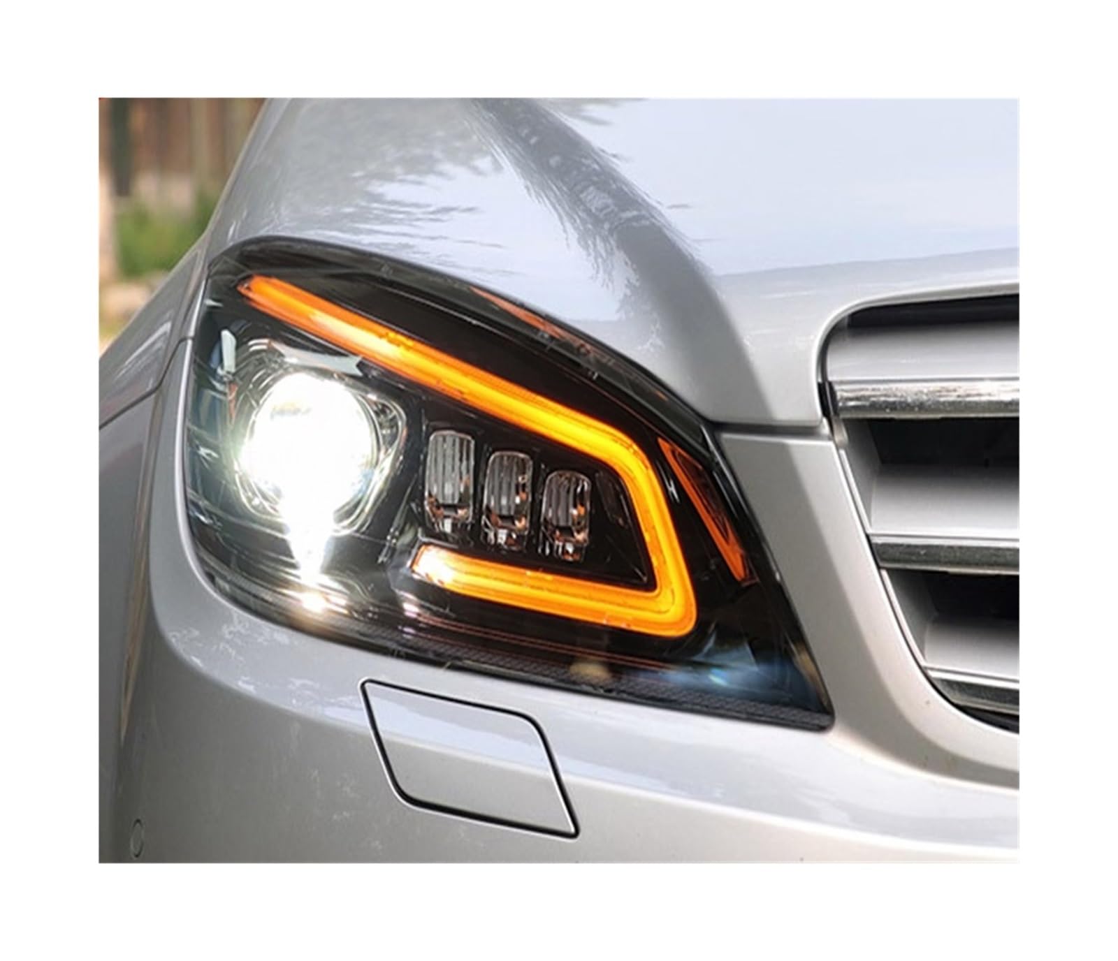 VGOCMDUB Car Full LED Headlights DRL Turn Signal Lens Compatible With W204 C200 C260 C63 2007-2011 Front Lights Car Lamps