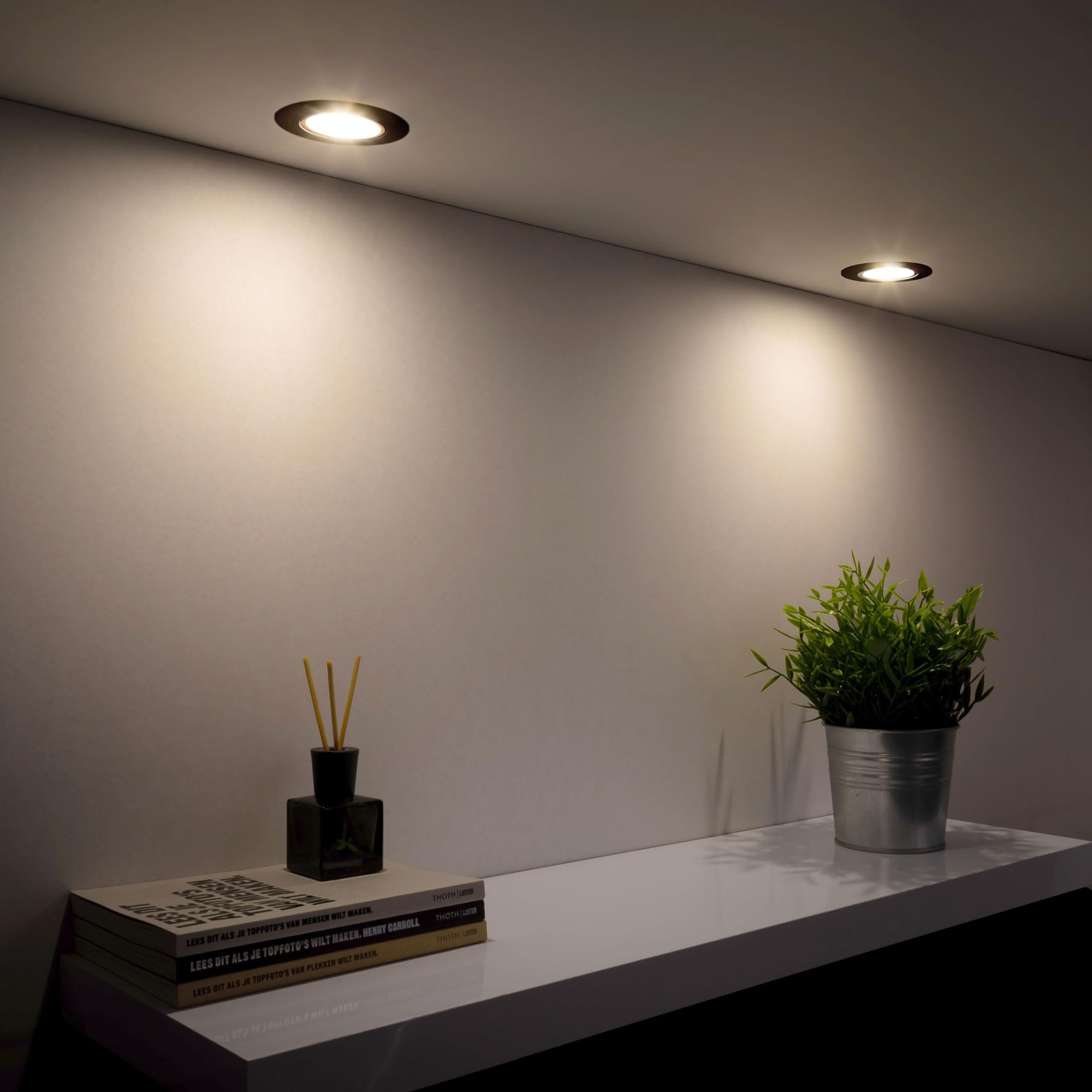 EMOS Focos Led Interior Techo, 230 V, 4.9 W/350 lm, 50° orientable, extra plano, blanco neutro 4000K, 12 Pack, Ojos de Buey Led Para Techo, negro