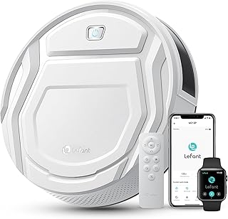 Lefant Aspirateur Robot avec Télécommande, 2200Pa Robot Aspirateur Autonomie Mince Silencieux, Connecté avec WiFi/Alexa/App, Programmable, Idéal pour Les Poils d'animaux Tapis Sols Durs, M210 Blanc