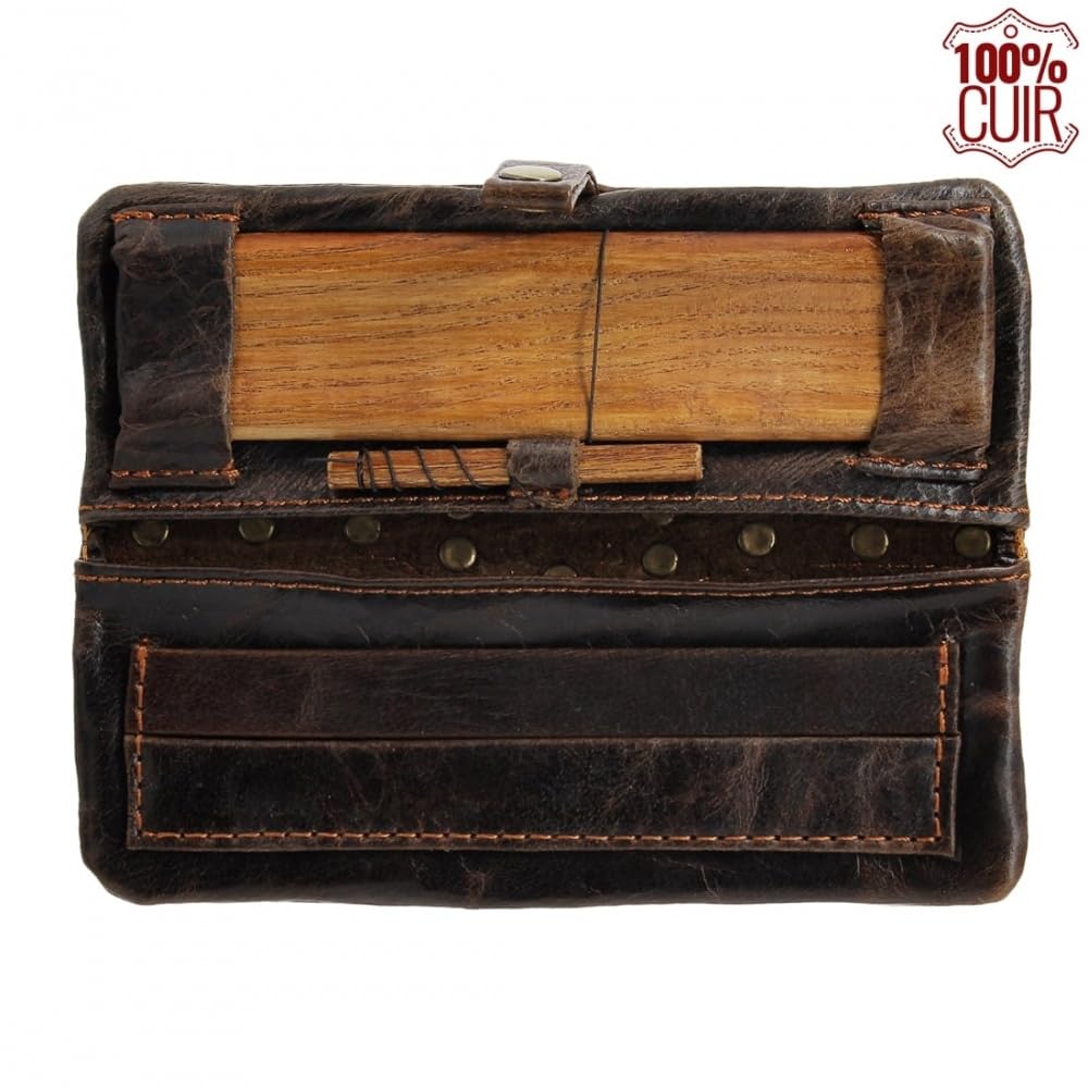SacJkt Blague à Tabac en Cuir, Pochette à Tabac Portable Étanche, Étui à Tabac à 3 Couches, Filtre (Marron, 133 x 77 mm