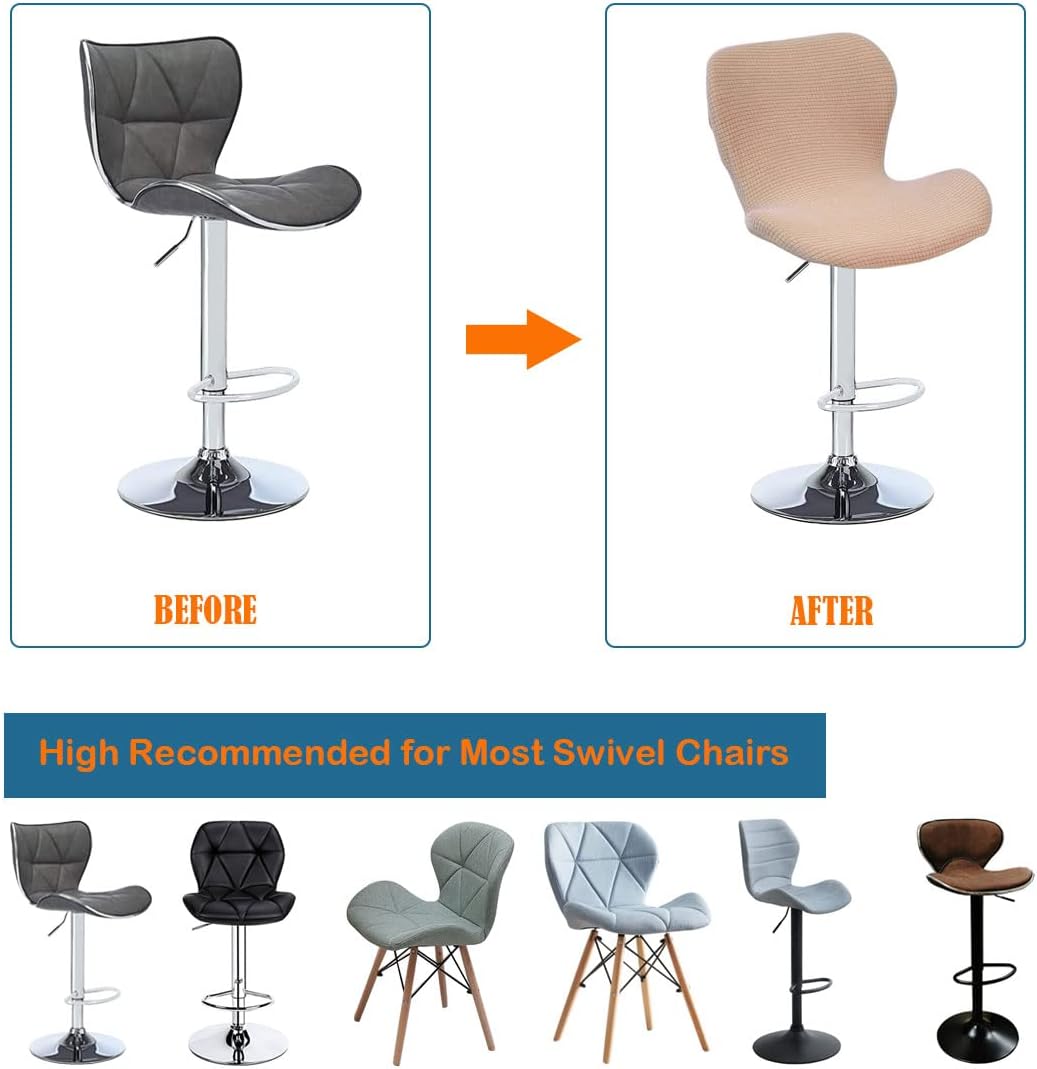 Counter Height Bar Chairs Cover Set of 4 Jacquard Swivel Bar Stools Slipcovers Stretchable Swivel Barstools Chair Covers Protector for Home Kitchen Bar Cafe Khaki