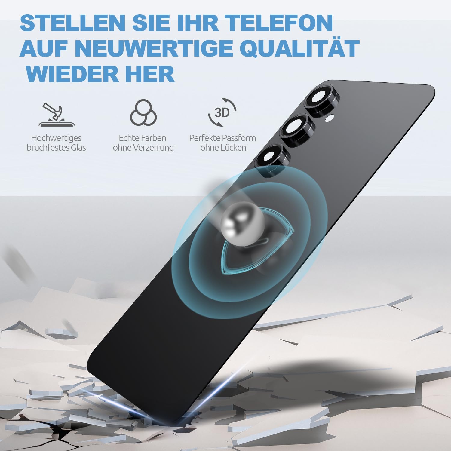 Backcover Glas für Samsung Galaxy S24 FE S721, Schwarz
