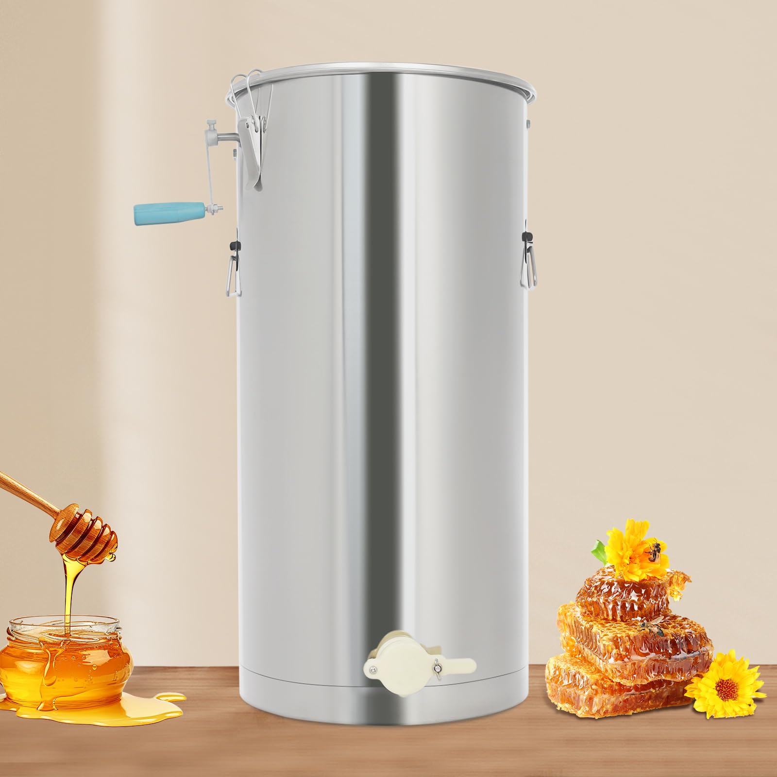 Extracteur de miel manuel, extracteur de miel en acier inoxydable, extracteur de miel pour 2 rayons, équipé de doubles roulements, extracteur de miel idéal pour les apiculteurs amateurs et