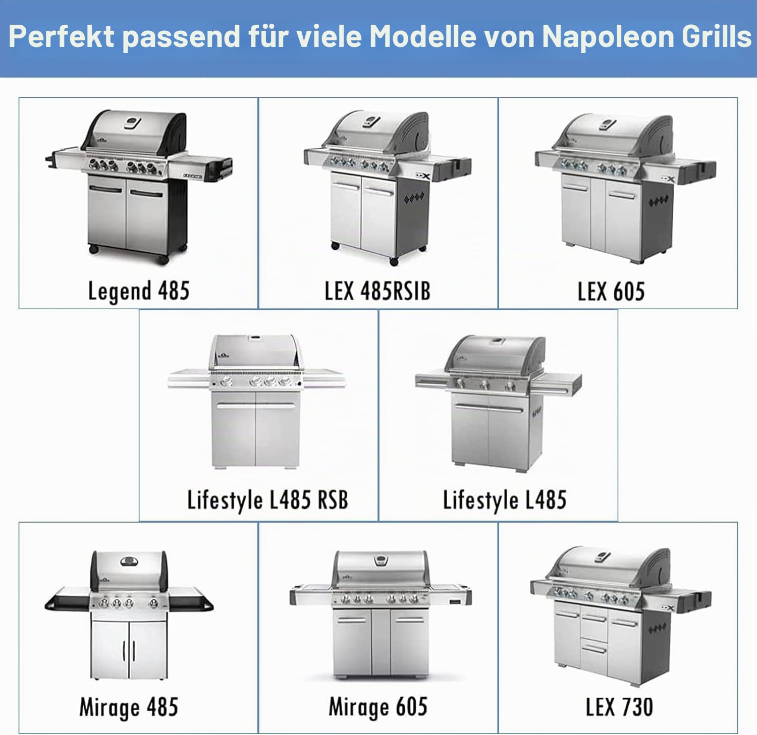 Criditpid Grillersatzteile für Napoleon LEX 485, LEX 605, LEX 730 Serie, Legend 485, Mirage, Lifestyle Gasgrills, Napoleon S81001 Heizplatte Flammenbändiger und Brenner für Napoleon Grillteile
