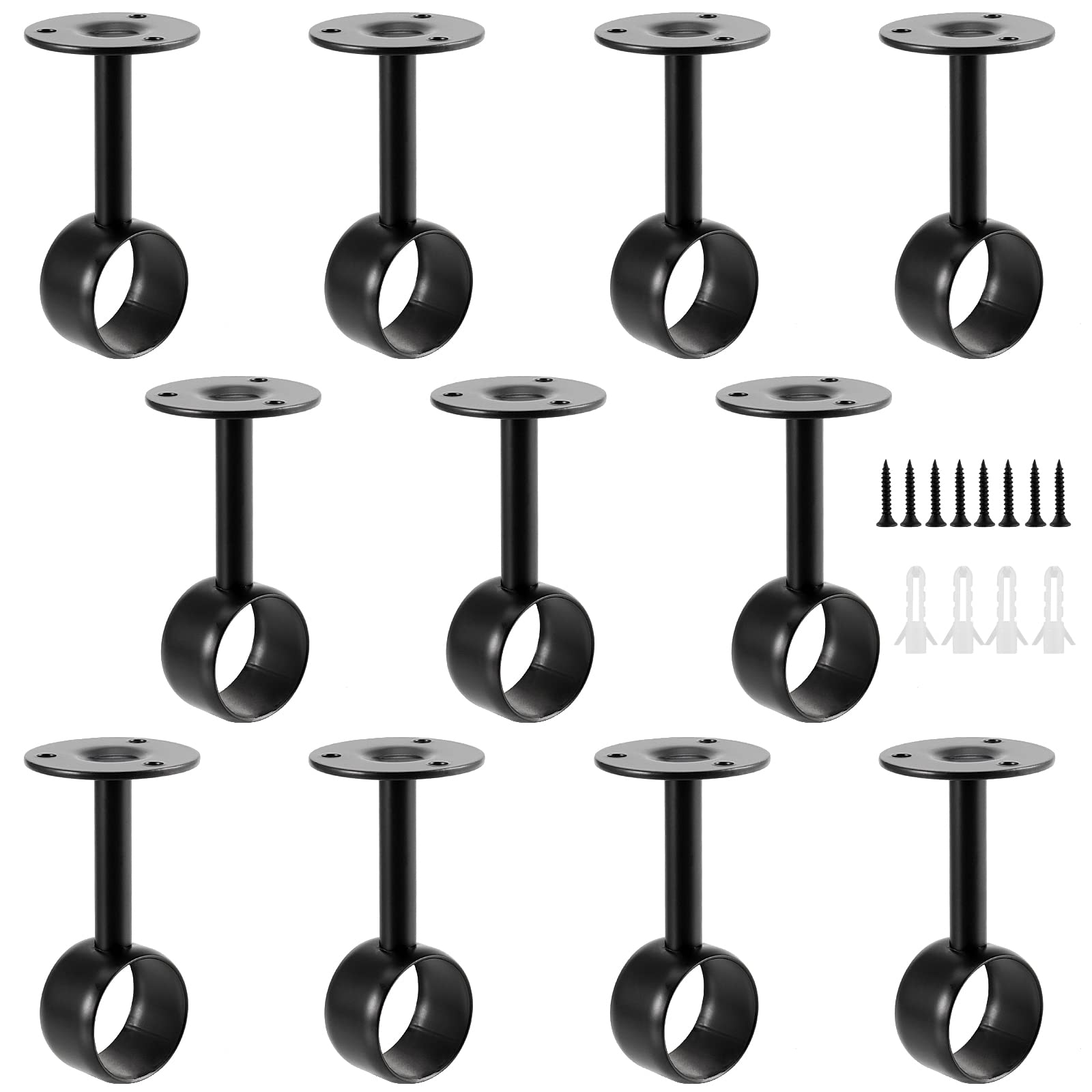 2 Stück Edelstahl Deckenhalterung Für Gardinenstangen – 3,8 Cm, Mattschwarz, Inkl. Schrauben