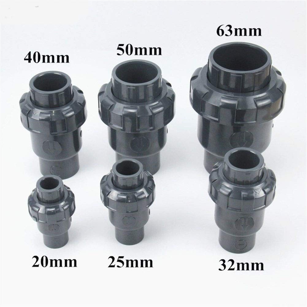 Zawory zwrotne 20 mm 25 mm 32 mm 40 mm 50 mm czarny upvcnon-zwrotny zawór klapowy jednokierunkowy 20 mm wewnętrzny pionowy i poziomy ogólne 1 szt. (wewnętrzny 25 mm)