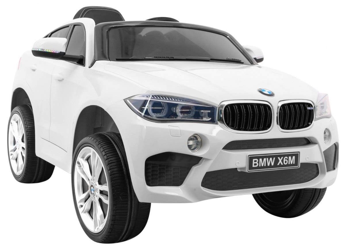 BMW X6M 12V Auto Elettrica per Bambini con Telecomando Parentale – Macchina Elettrica con Sedile in Pelle, Ruote in Gomma EVA, Luci LED, Porte Apribili, MP3 USB, Soft Start, Carico 30 kg Bianco
