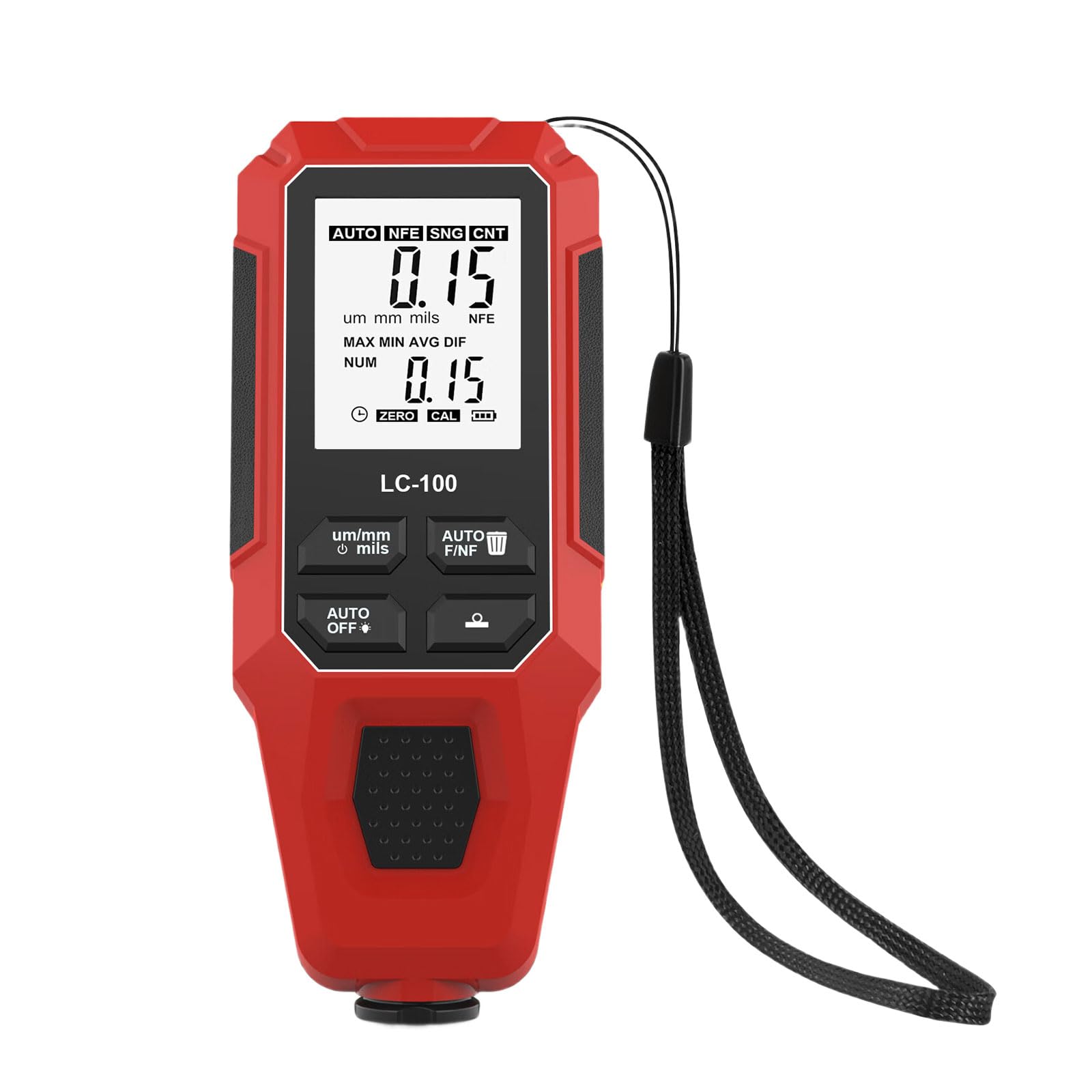 Alloneslife Red Car Paint Coating Meter Digital Thickness Gauge 0-2000Μm Lcd Display Fe Nfe Digital Thickness Meter