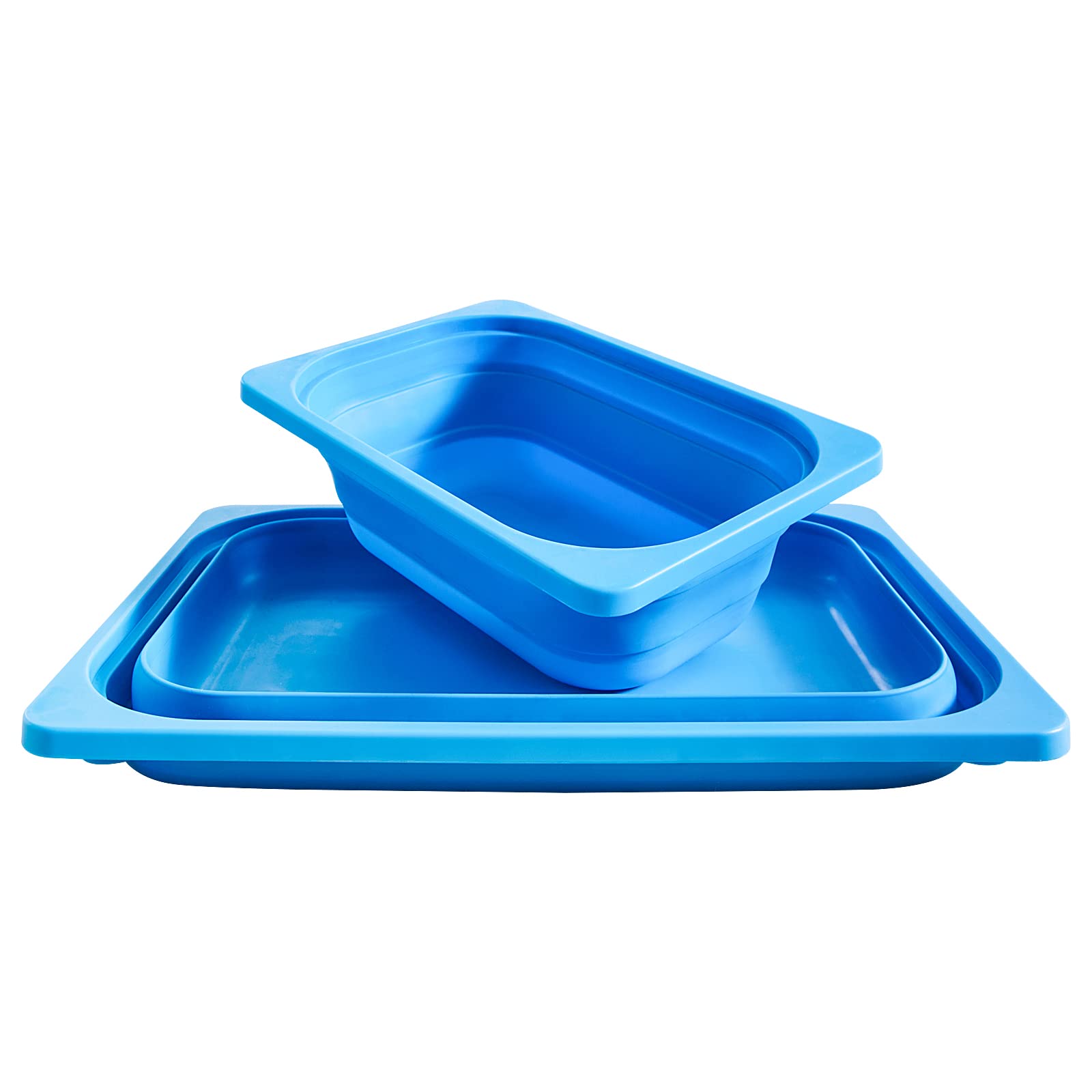 Beright 2 Pack Storage Bins, Collapsible Wash Basin Folding Dish Tub Sink, Space Saving for Dishing, Fruit, and Camping, Hiking and Home, Blue, 2 in 1 Set