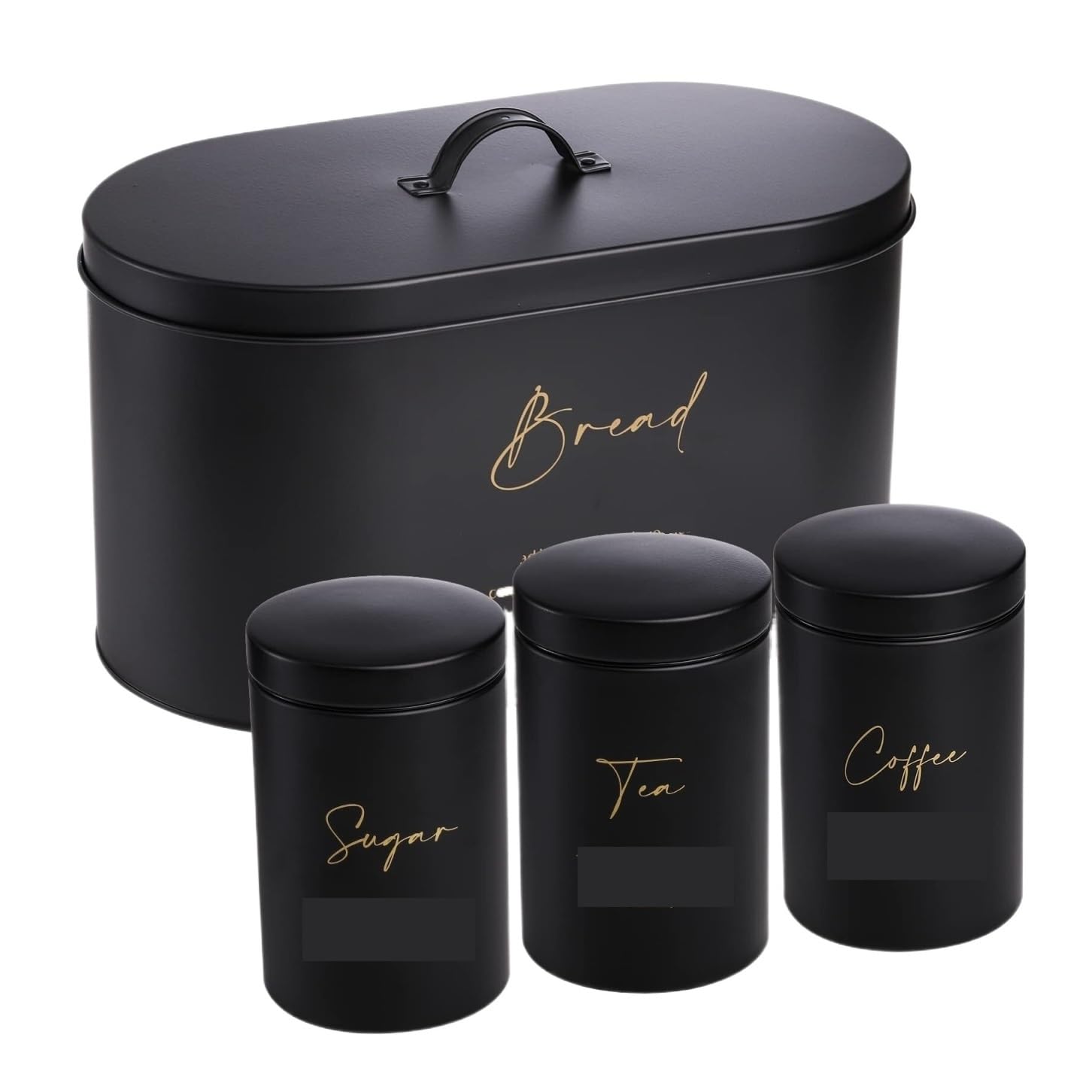 GOOPEEG Bread Bin, Pastries Set Of 4 Bread Box And Canister For Kitchen Countertop Metal Bin Sugar Tea Coffee Storage Storage Bin for Fresh Loaves
