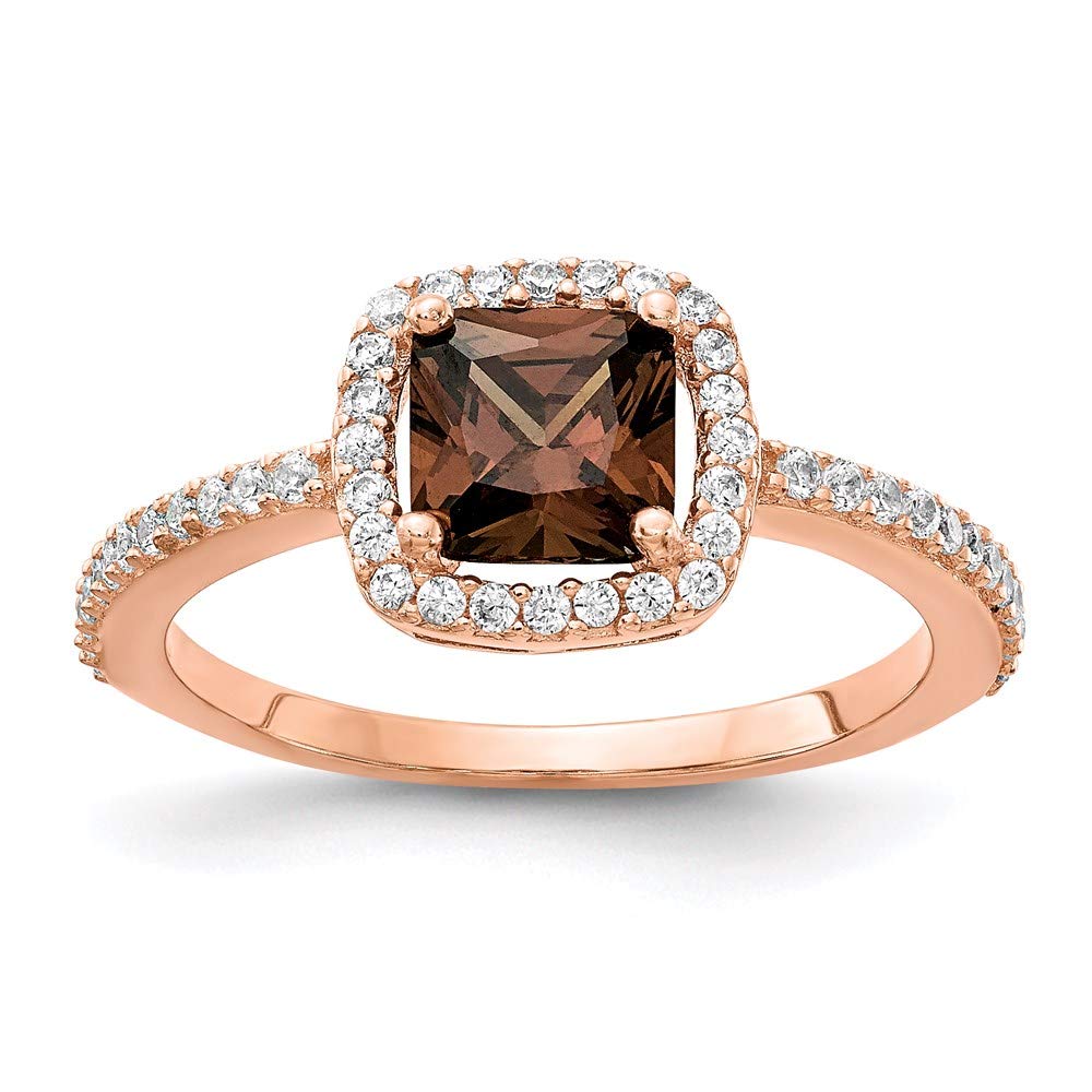 ICE CARATS925 Sterling Silver Rose Gold Plated Square Cocoa Cubic Zirconia Cz Band Ring Size 7.00 Fine Jewelry Gifts For Women