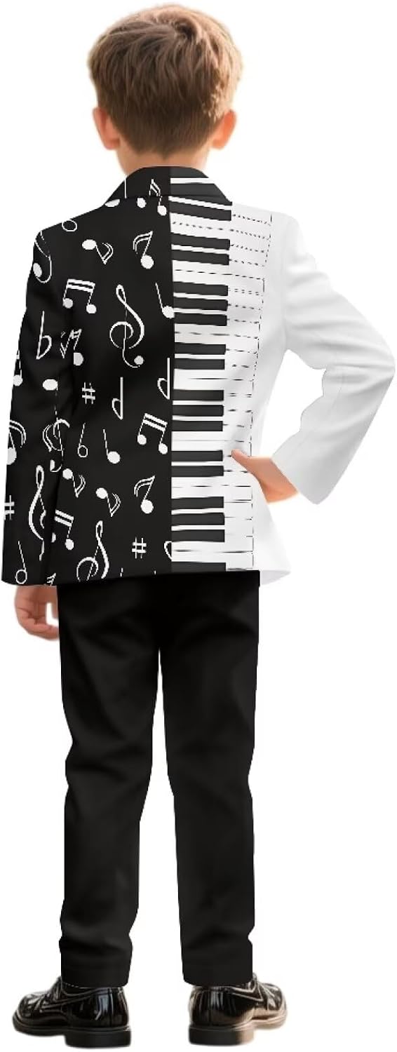 Kids Suit Set 2Pcs Suit Set for Boys Kids Suit Jacket & Trousers with Elastic Waistband Theme Prom Party Wear