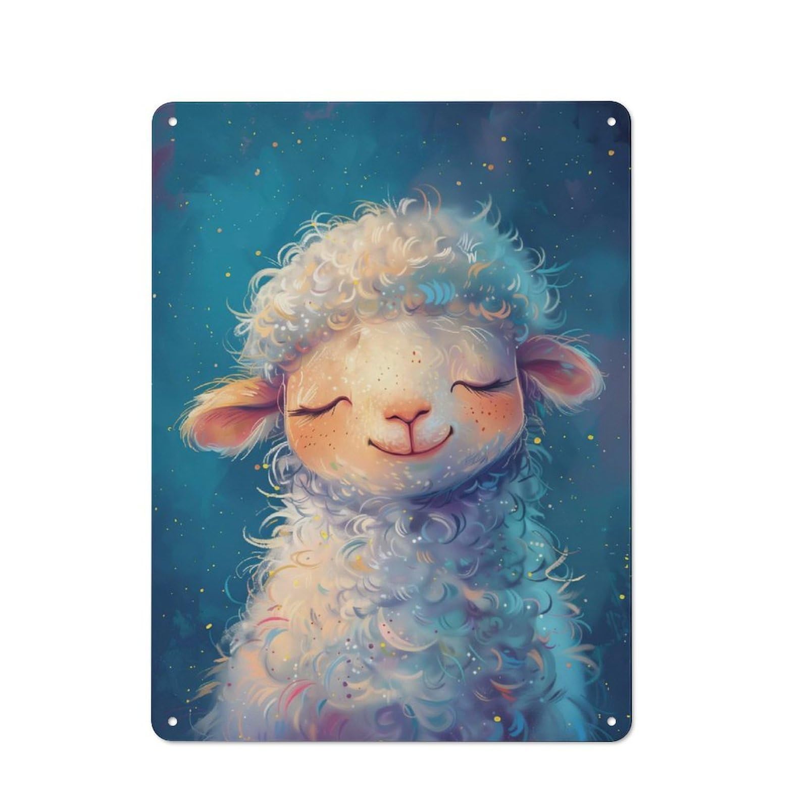 Junmoney Cute Whimsical Sheep Clean Industrial Decorative Metal Plaque 40X30cm, Loft Wall Plaque For Modern Home, Workshop, Office Or Cafe