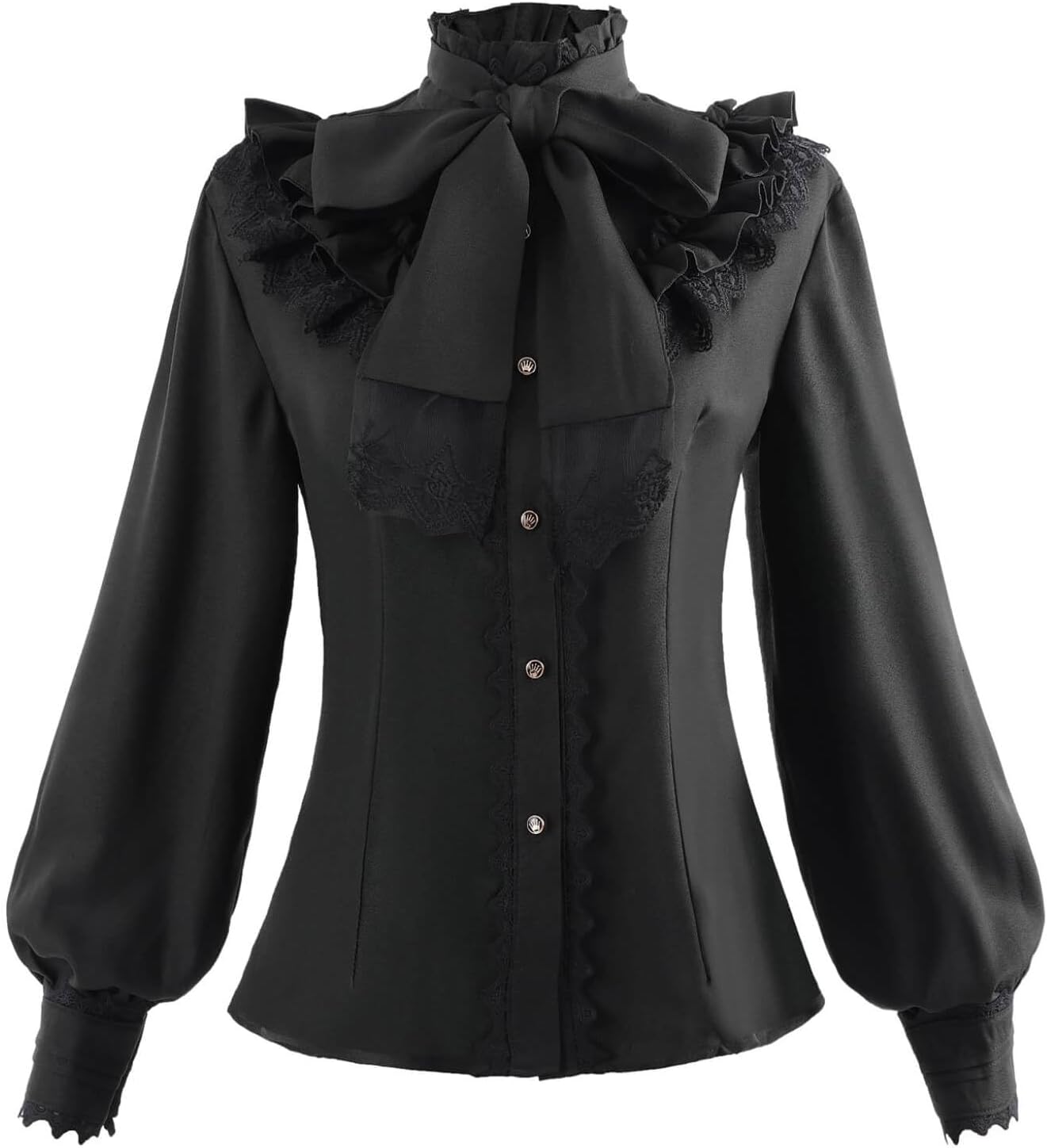 Victorian Blouse Womens Gothic Shirt Vintage Long Sleeve Lotus Ruffle Tops