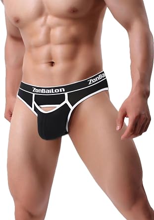 Mens Sexy Bikini Underwear Briefs Low Rise Front Opening Pouch Bulge Enhancing Panties for Man