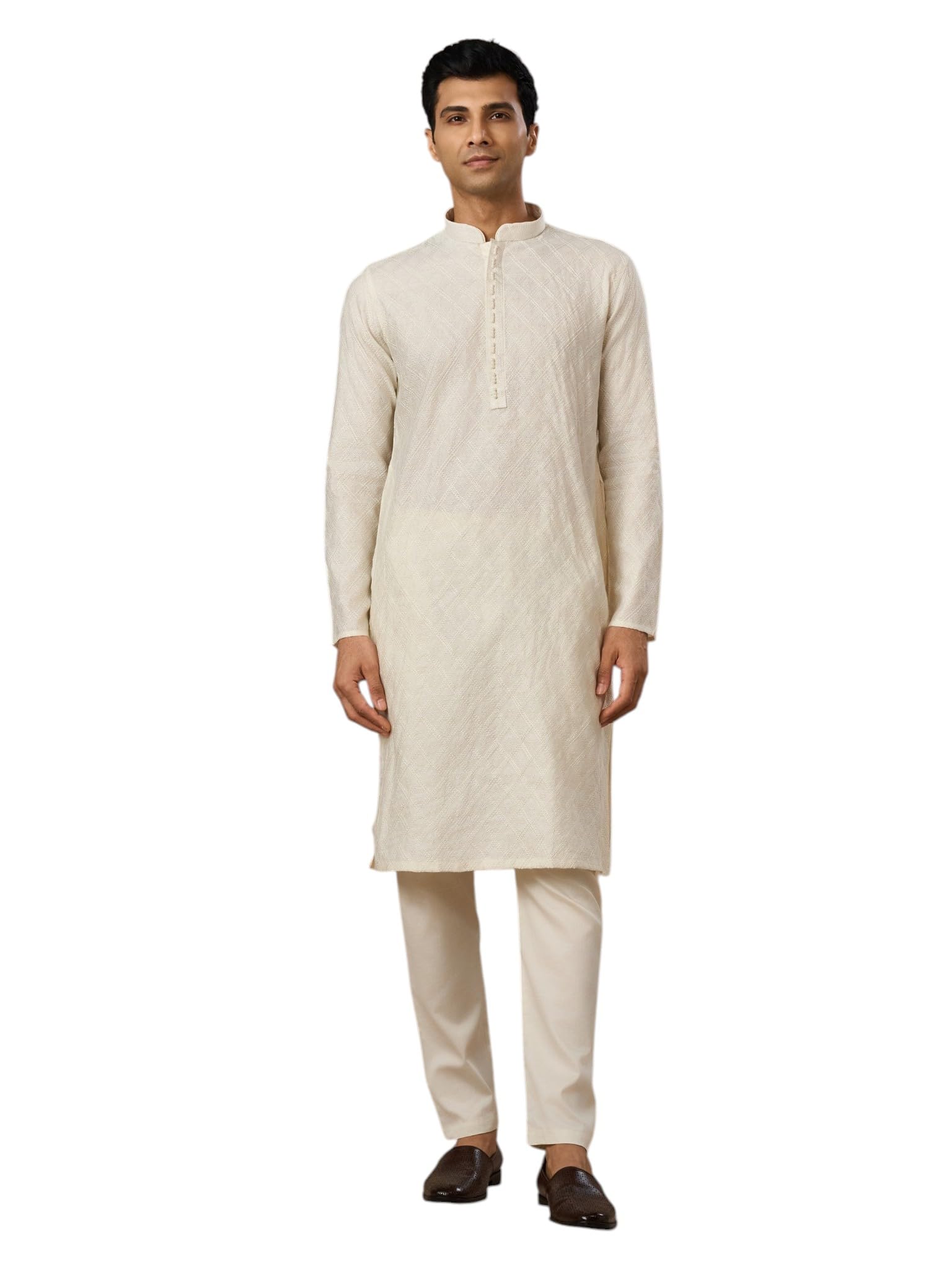 manyavar Men's Blended Viscose Embroidered Classic Kurta Pyjama Set (2pcs)-picture-28