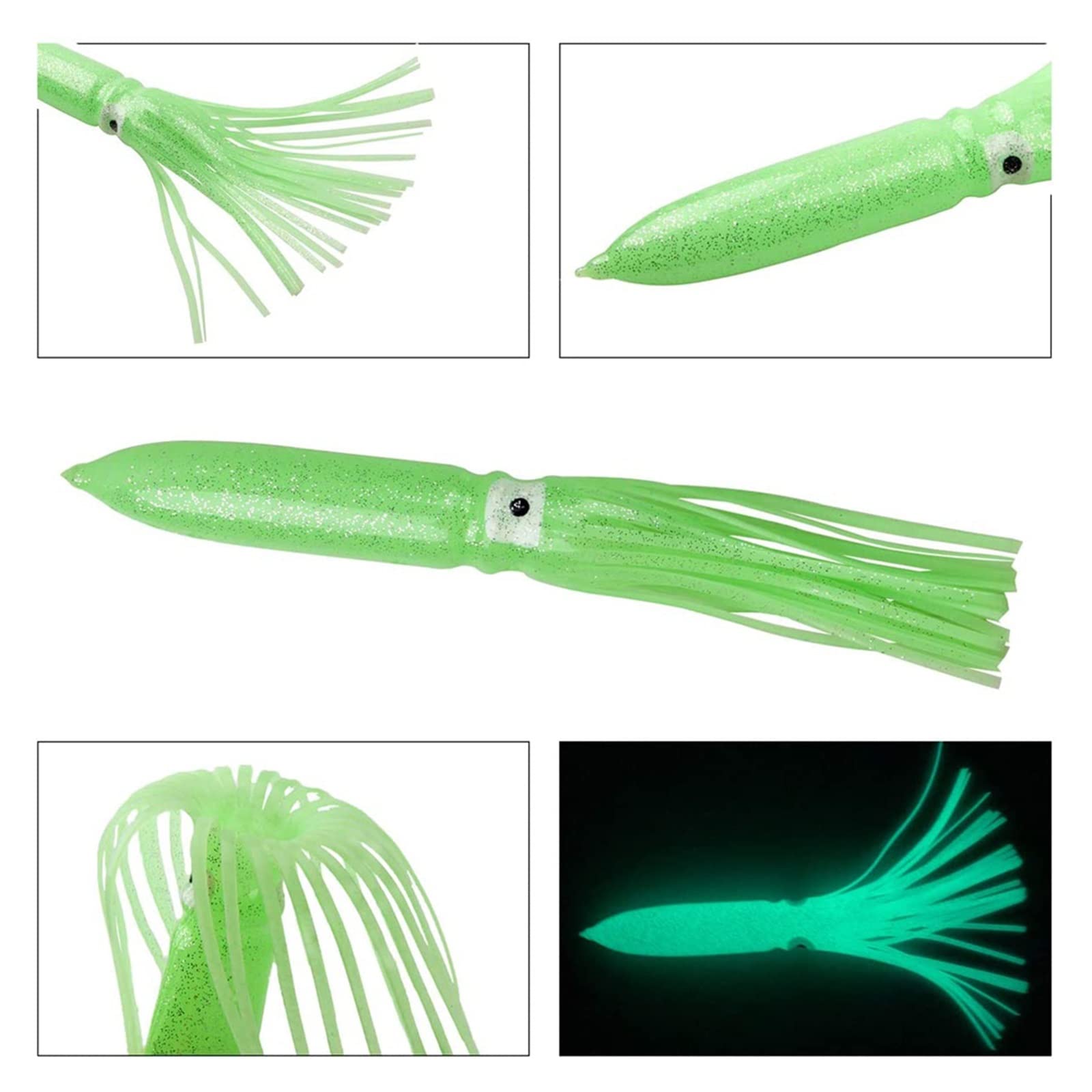INEOUT 5Pcs 30cm 56g Calamari Gonne Esche da Pesca Jig Octopus Glow Plastica Morbida Esche da Pesca Traina Attrezzatura da Pesca in Mare