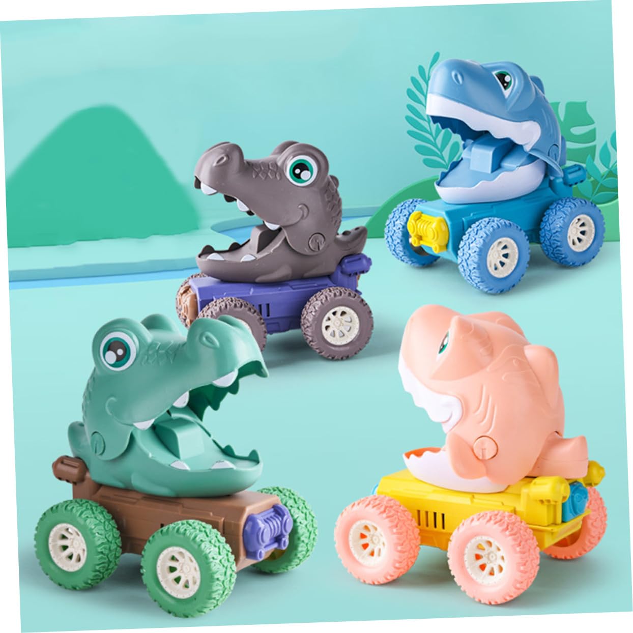 NOLITOY 4piezas Modelo de Vehículo Todoterreno de Dinosaurio para Juguete de Coche de Dinosaurio Efecto de Inercia Adecuado para Coleccionar y Jugar Casa