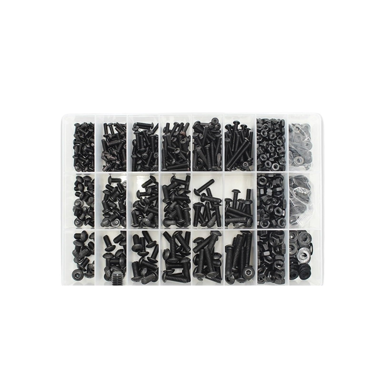 2510 Pcs M2 M2.5 M3 M4 M6 Hex Socket Round Button Head Screws, Nuts and Washers Kit, Grade 10.9 ISO7380 Allen Drive Fasteners Assortment(M3M4M5 1270pcs)