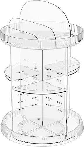 Yieach Organizador de maquillaje giratorio para encimera, organizadores giratorios ajustables para el cuidado de la piel, organizadores de tocador y
