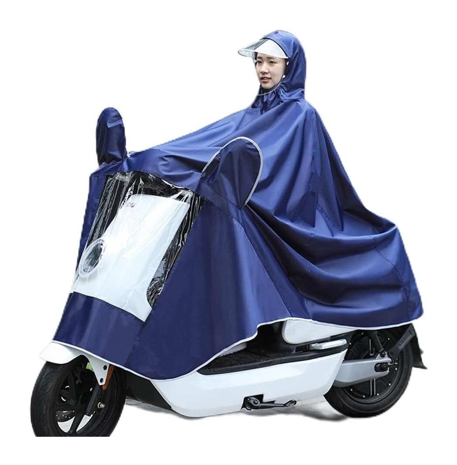 ponczo przeciwdeszczowe, Pokrowiec przeciwdeszczowy na skuter Poncholity Larrain Cape Coatlity Scooter Motocyklowy płaszcz przeciwdeszczowy Osłona przeciwdeszczowa(Navy Blue,Single 4Xl)