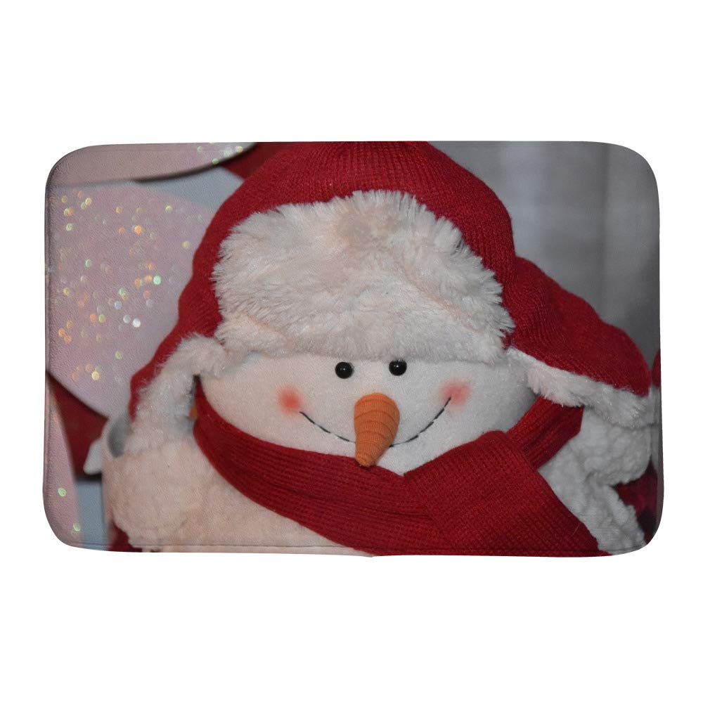 Tapis de bain antidérapant blanc bonhomme de neige en velours corail Ruchen 91x61cm