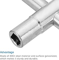 Vista 4 de PATIKIL Llave Sillcock de 4 vías, llave de agua 4 en 1 con 4 llaves de tamaño universal, llave cruzada, herramienta de válvula para reemplazo