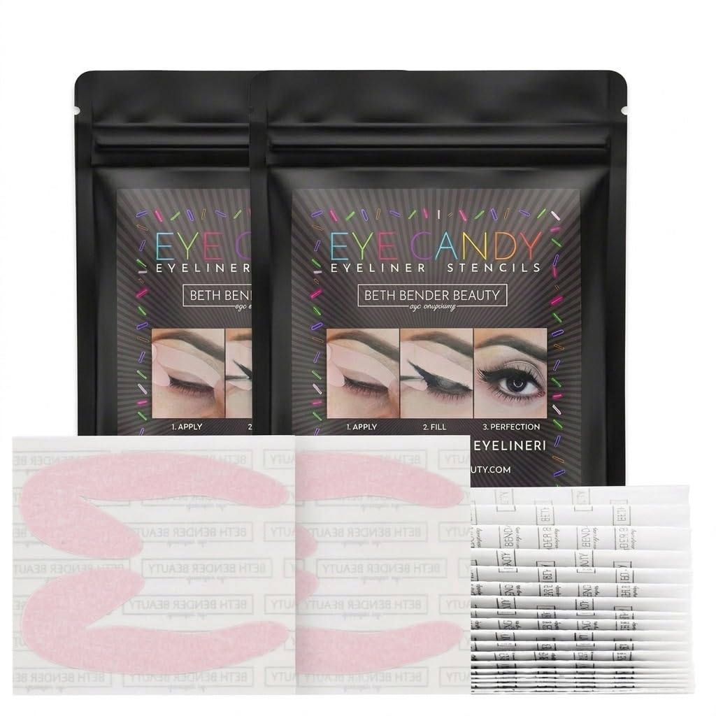 Beth Bender Beauty Eye Candy, stencil per eyeliner a forma di gatto, prodotto negli Stati Uniti, cruelty free e vegano (confezione da 2-48 stencil)