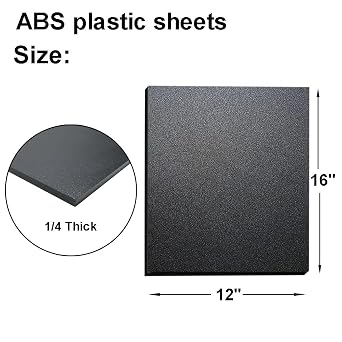 1/4 Thick Expanded Plastic Sheets, ABS Plastic Sheet - 12 X 16 Thin Rigid Plastic Sheet,Black Ideal for Signage, Displays, and Digital/Screen Printing (Matte & Textured Finish) 1-Pack