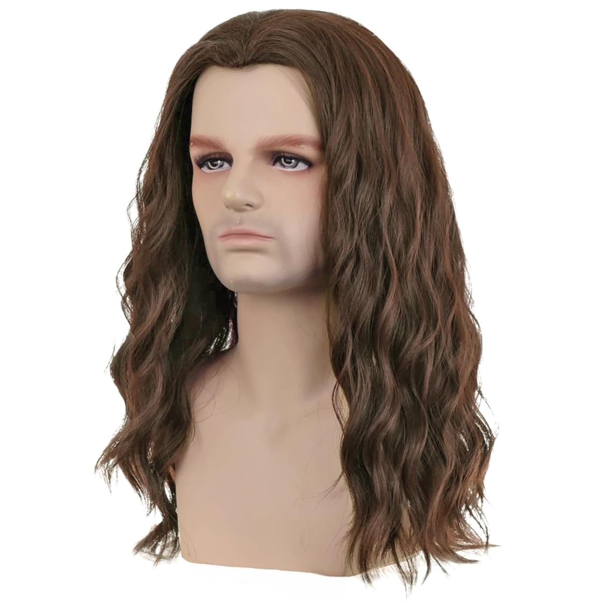 PORSMEER Men's Dark Brown Long Curly Cosplay Wig for Aquaman Arthur Halloween Costume Party/70s 80s Rocker Male Cosplay - Image 2