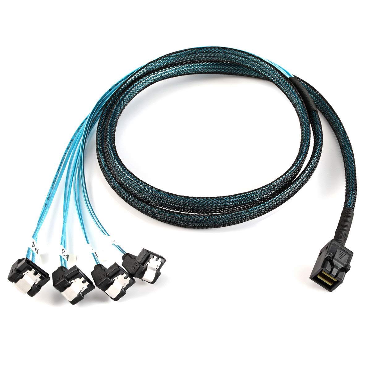 Sponsored Ad – Internal Mini SAS SFF-8643 Host to Angled 4 SATA Target Hard Disk 6Gbps Data Server Raid Cable 1m