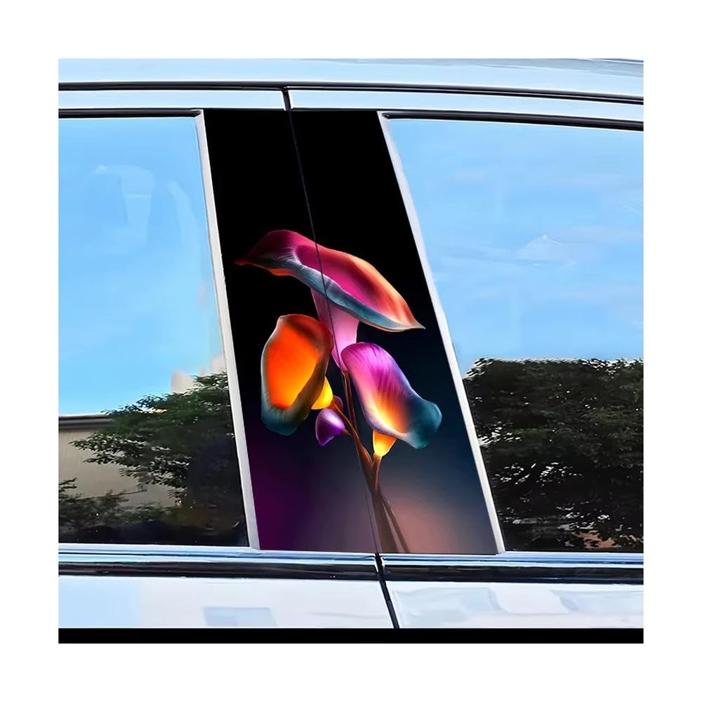Bertdcx One Color Car Center Pillar Protection Stickers Flower Pattern Scratch Resistant Film Auto Parts