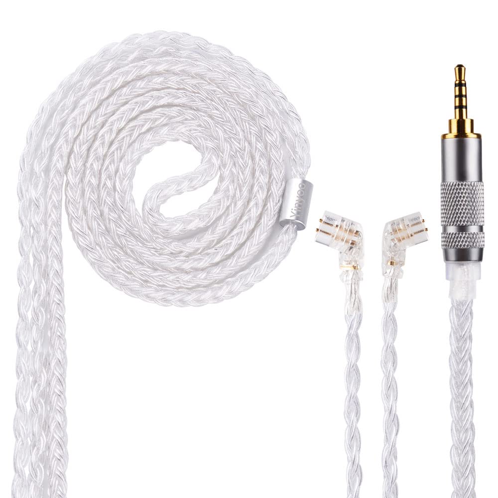 Yinyoo Câble De Rechange 8 Conducteurs Cuivre Plaqué Argent 3,5mm 2 Broches Pour Écouteurs KBEAR, KZ ZSN PRO, ZS10 PRO Et Plus
