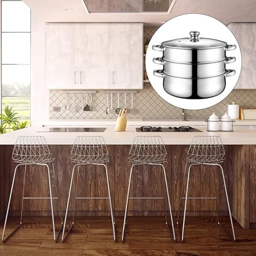 Housoutil Stainless Steel 3 Tier Steamer, 3-Layer Vegetable Steamer Pot, Induction Hob Saucepan for Vegetable Dumpling Cooking, Work with Gas, Electric, Grill Stove Top - Image 7