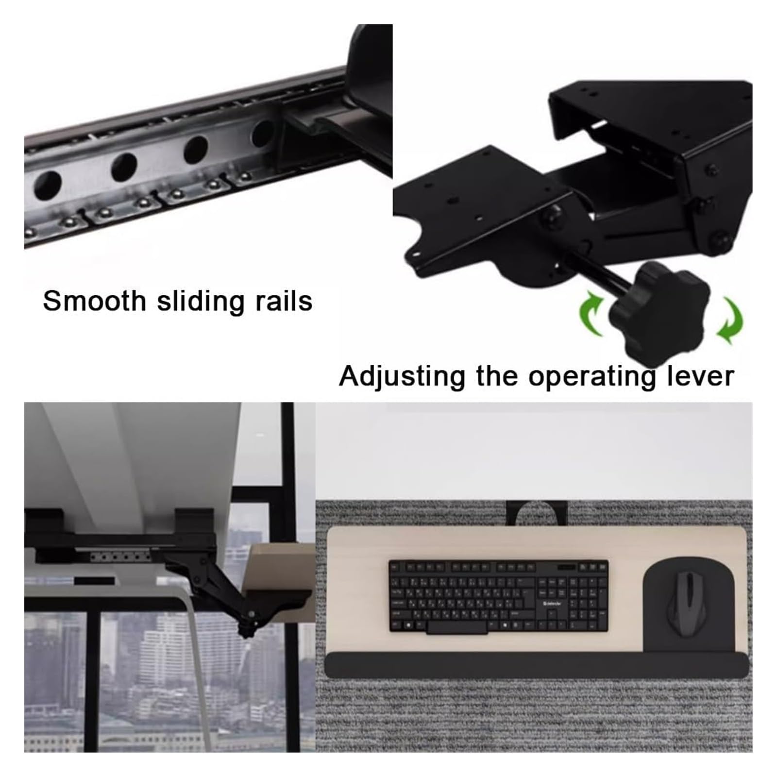 Verstellbare Tastaturablage unter dem Schreibtisch, drehbarer Ständer für Gaming und Heimbüro, Höhe/Winkel verstellbar, 76,2 cm Eichen-Finish, ergonomisches Design für verbesserten Komfort
