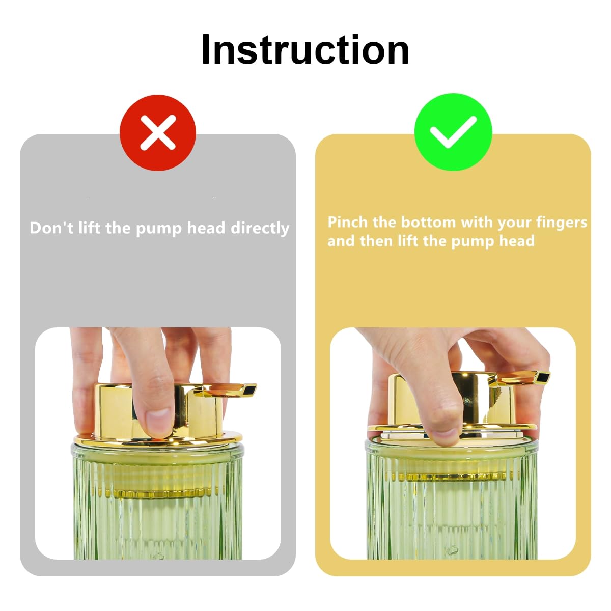 Schaumseifenspender, Badezimmer, grünes Glas, Schaumseifenspender, nachfüllbar, 340 ml, Schaumpumpenbehälter mit Goldener Pumpe, dekorativer schlanker Gerippter Spülseifenspender für Küche