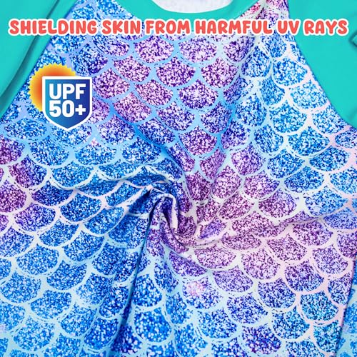 3 Pcs Girls Long Sleeve Swimsuit Rash Guard Swimsuit Quick Dry Tankini Bathing Suits Girls' Swimwear 4-8 Years4