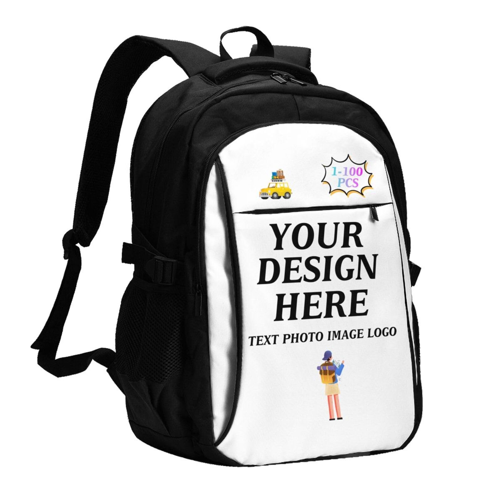 Custom Backpack Design Your Own for Men & Women 1-100 PCS Personalized Back Pack With Your Text Logo Image Customized Bag For Gifts Style 04