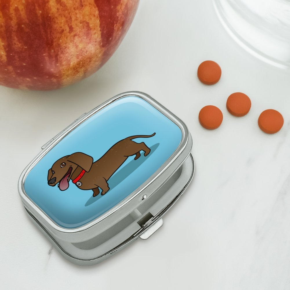 Dachshund Wiener Dog Cartoon Rectangle Pill Case Trinket Gift Box